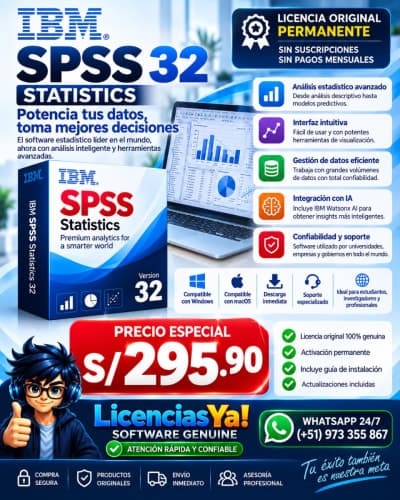 IBM SPSS Statistics v32 para Windows | Software estadístico, análisis de datos e investigación profesional
